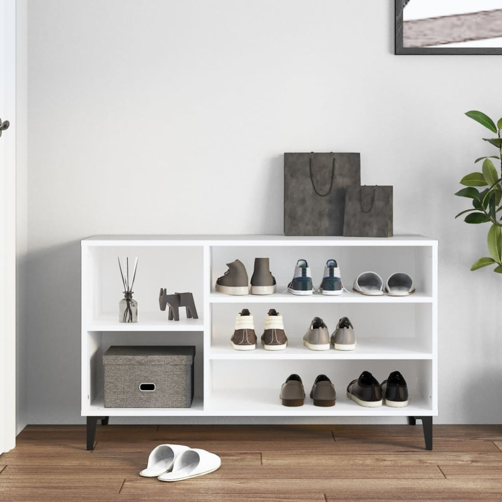 Produktbild för Skoskåp vit 102x36x60 cm konstruerat trä