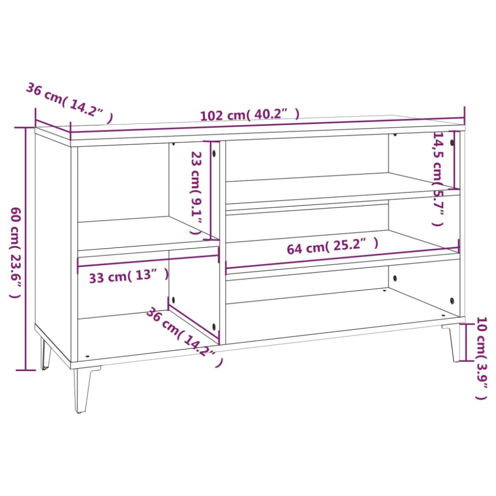 Produktbild för Skoskåp vit 102x36x60 cm konstruerat trä