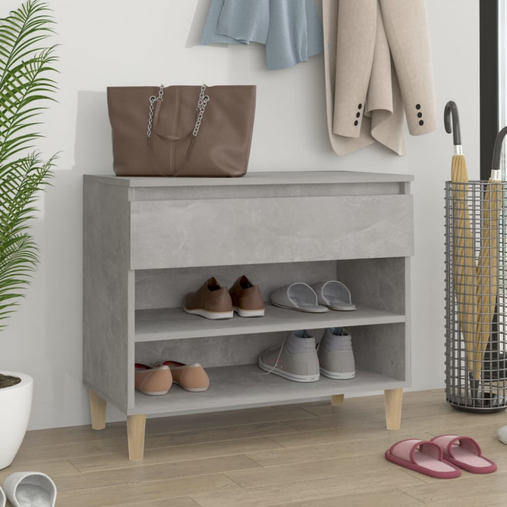 Produktbild för Skoskåp betonggrå 70x36x60 cm konstruerat trä