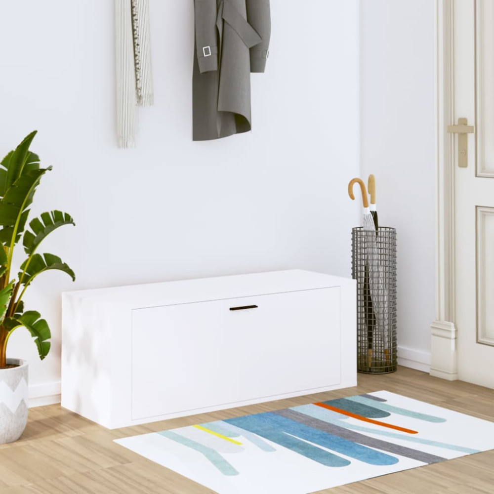 Produktbild för Väggmonterat skoställ vit 100x35x38 cm konstruerat trä