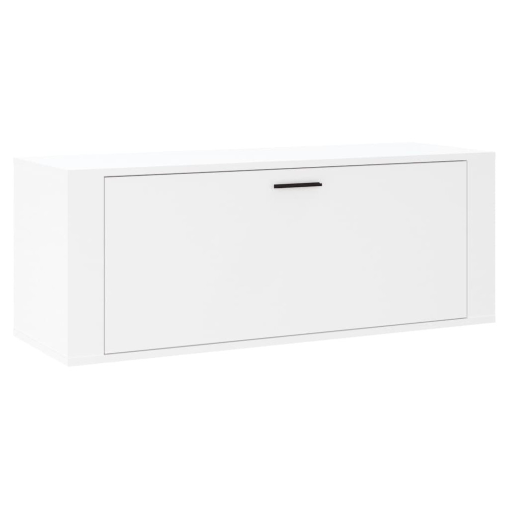 Produktbild för Väggmonterat skoställ vit 100x35x38 cm konstruerat trä