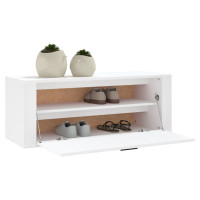 Produktbild för Väggmonterat skoställ vit 100x35x38 cm konstruerat trä
