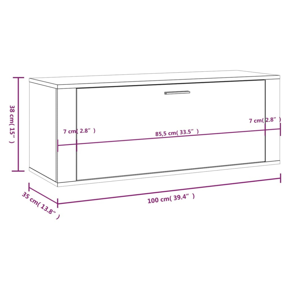 Produktbild för Väggmonterat skoställ vit 100x35x38 cm konstruerat trä