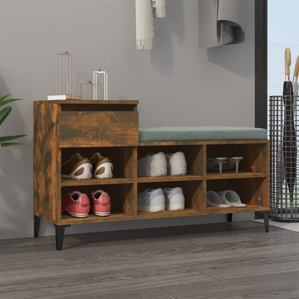 Produktbild för Skoställ rökfärgad ek 102x36x60 cm konstruerat trä