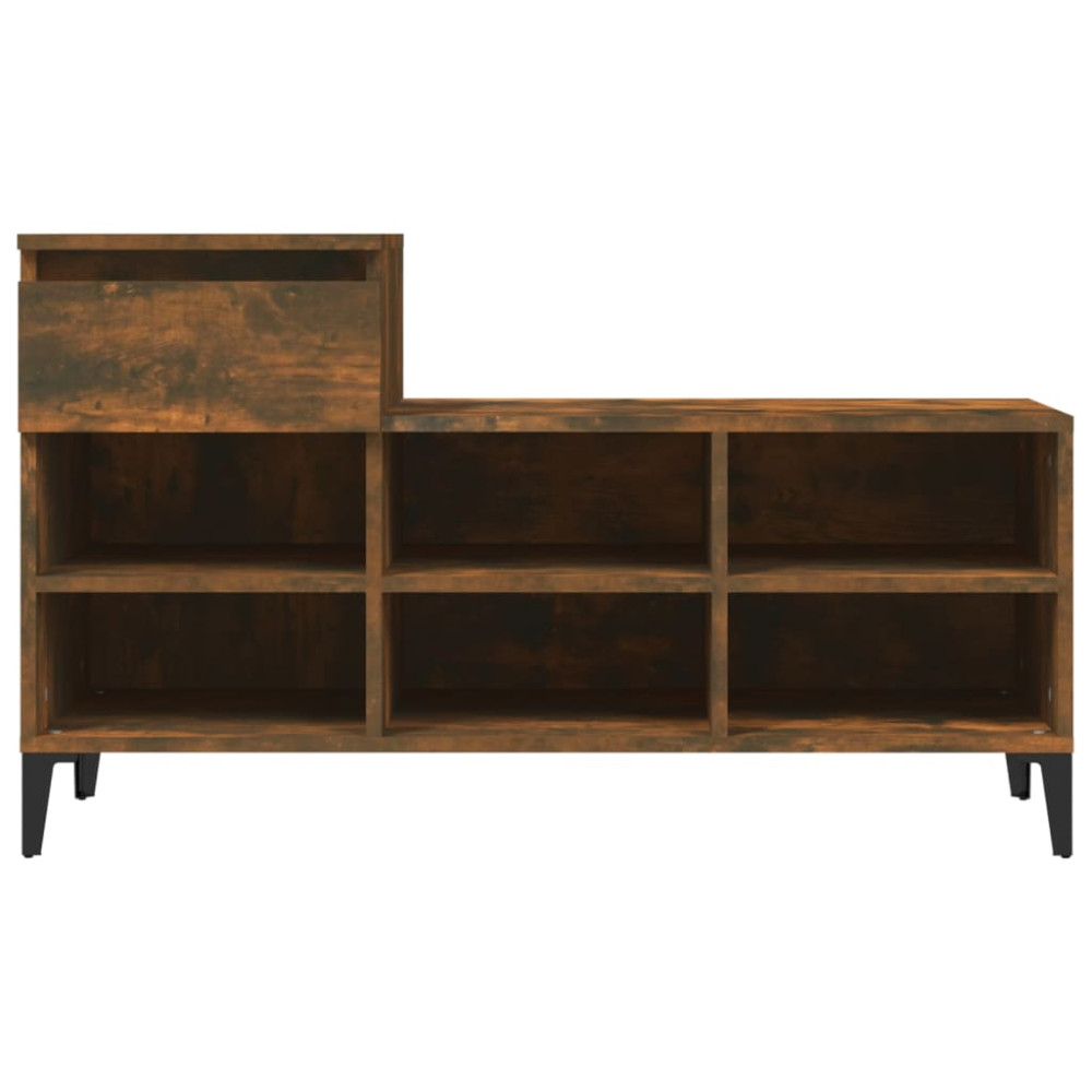 Produktbild för Skoställ rökfärgad ek 102x36x60 cm konstruerat trä