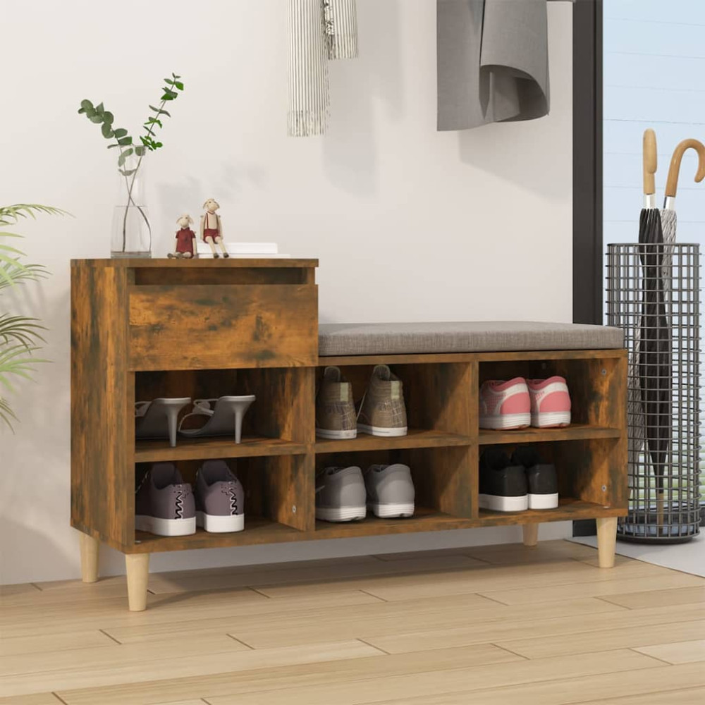Produktbild för Skoställ rökfärgad ek 102x36x60 cm konstruerat trä