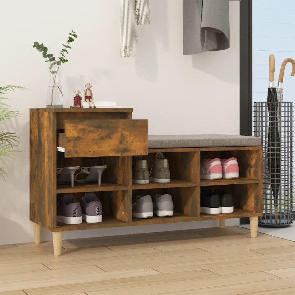Produktbild för Skoställ rökfärgad ek 102x36x60 cm konstruerat trä