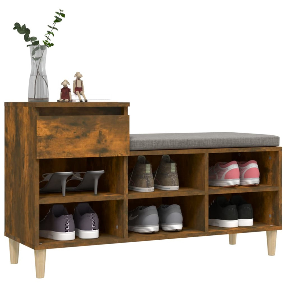 Produktbild för Skoställ rökfärgad ek 102x36x60 cm konstruerat trä