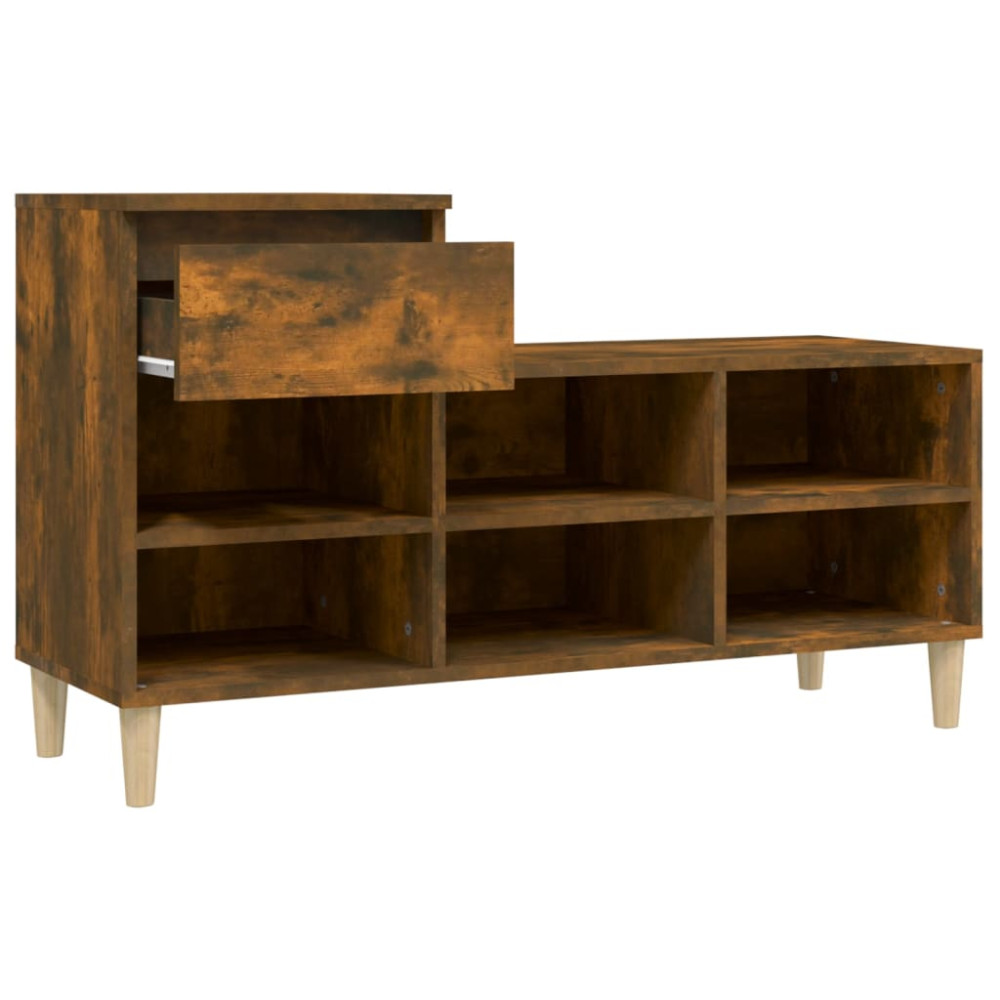 Produktbild för Skoställ rökfärgad ek 102x36x60 cm konstruerat trä