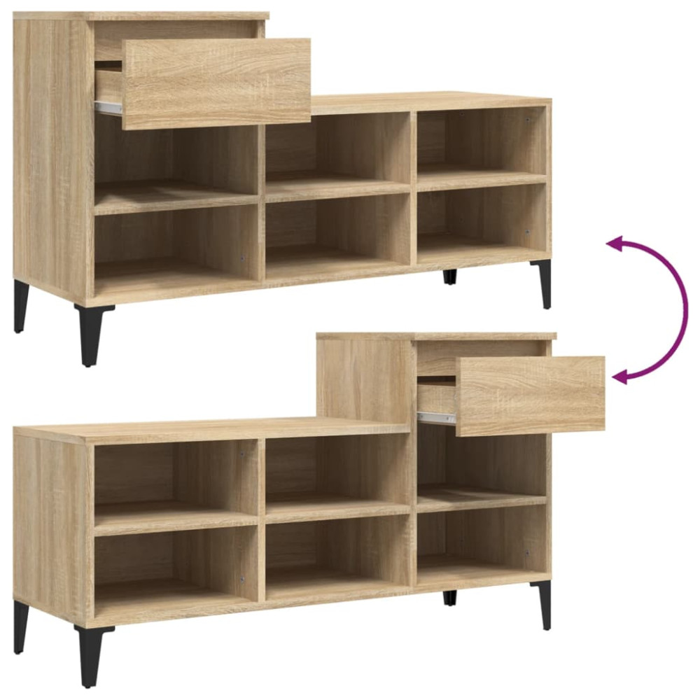 Produktbild för Skohylla sonoma-ek 102x36x60 cm konstruerat trä
