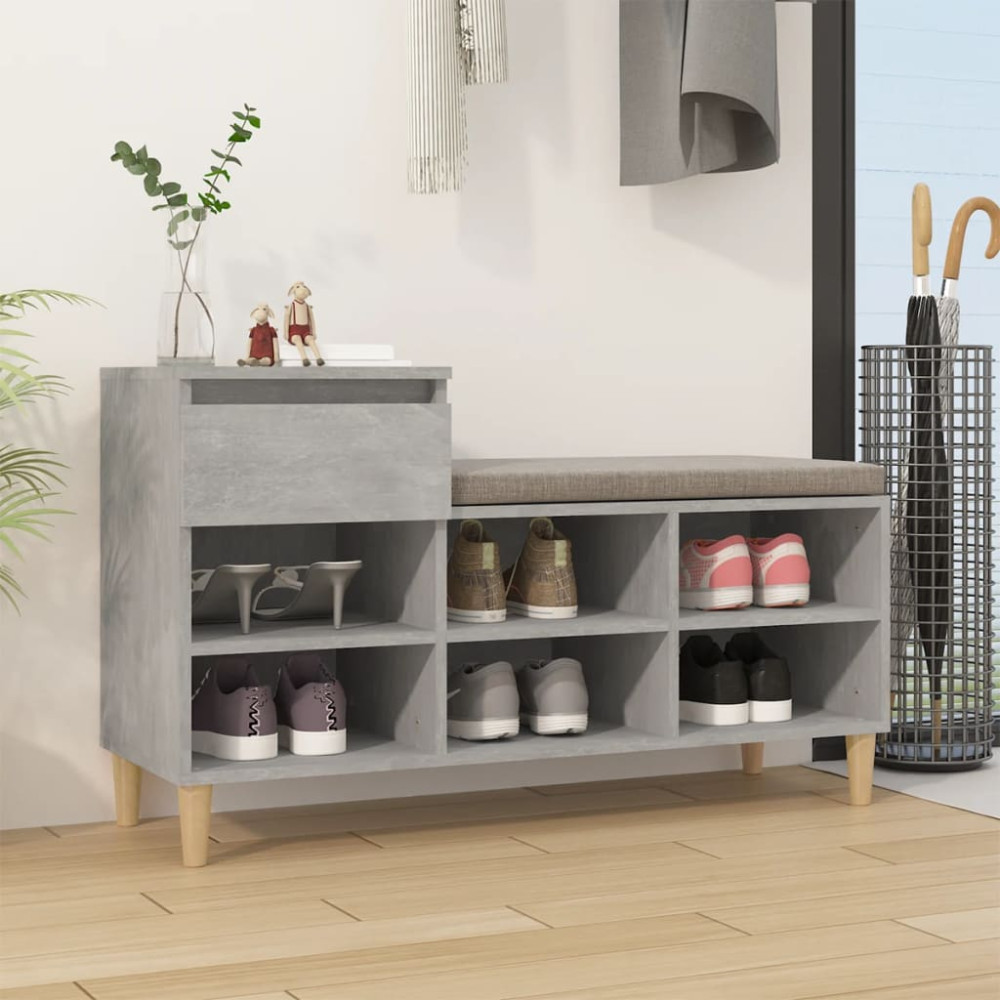 Produktbild för Skoskåp betonggrå 102x36x60 cm konstruerat trä