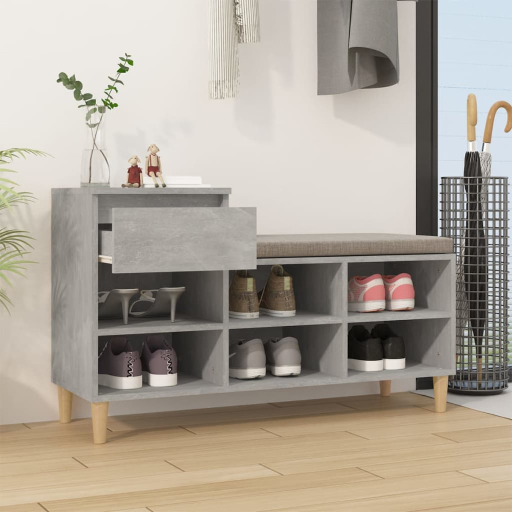 Produktbild för Skoskåp betonggrå 102x36x60 cm konstruerat trä