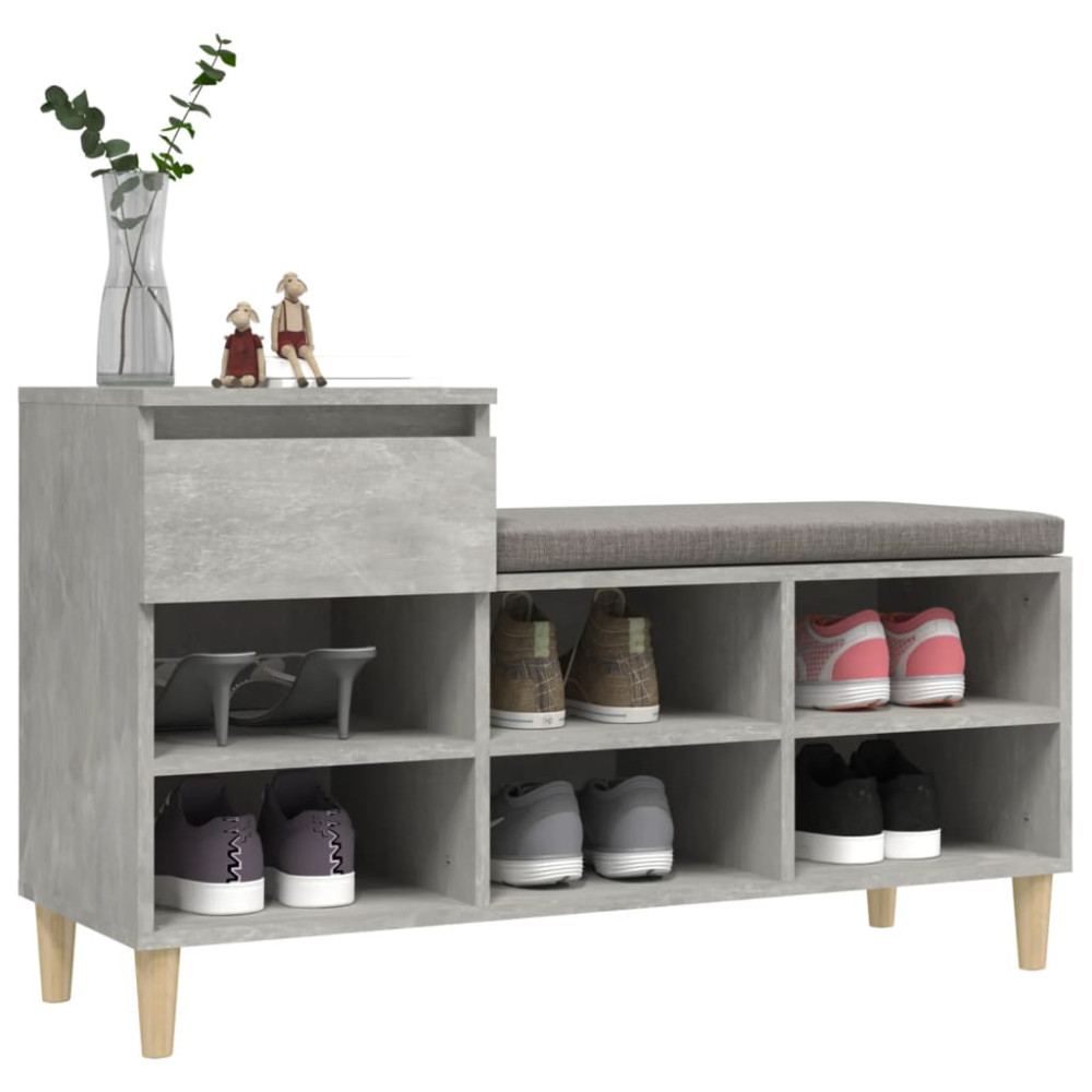 Produktbild för Skoskåp betonggrå 102x36x60 cm konstruerat trä