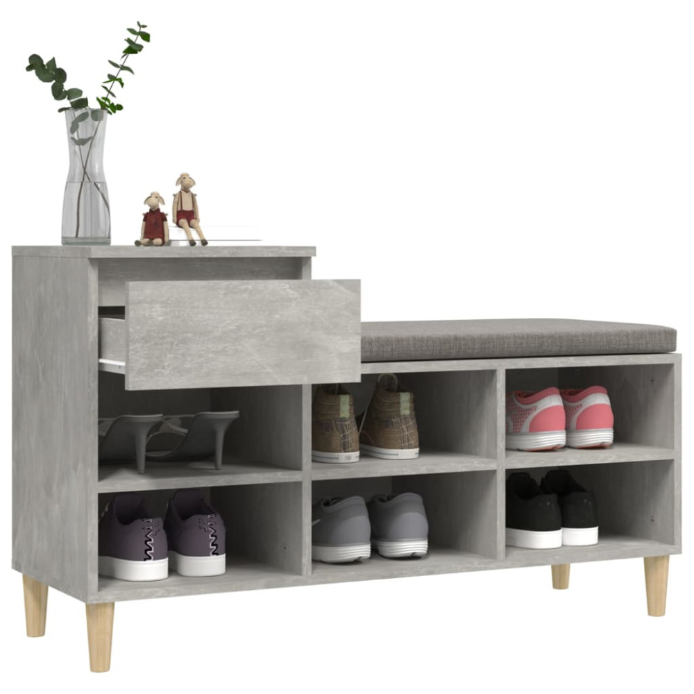 Produktbild för Skoskåp betonggrå 102x36x60 cm konstruerat trä