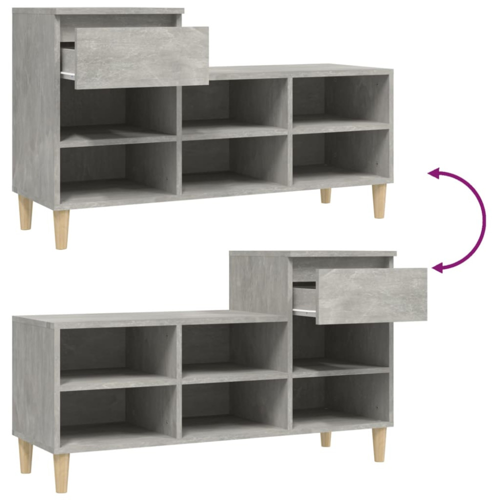Produktbild för Skoskåp betonggrå 102x36x60 cm konstruerat trä