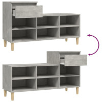 Produktbild för Skoskåp betonggrå 102x36x60 cm konstruerat trä
