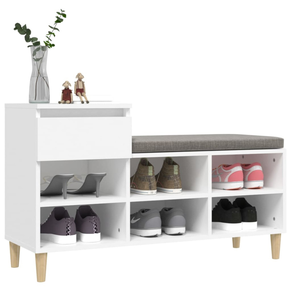 Produktbild för Skoskåp vit 102x36x60 cm konstruerat trä