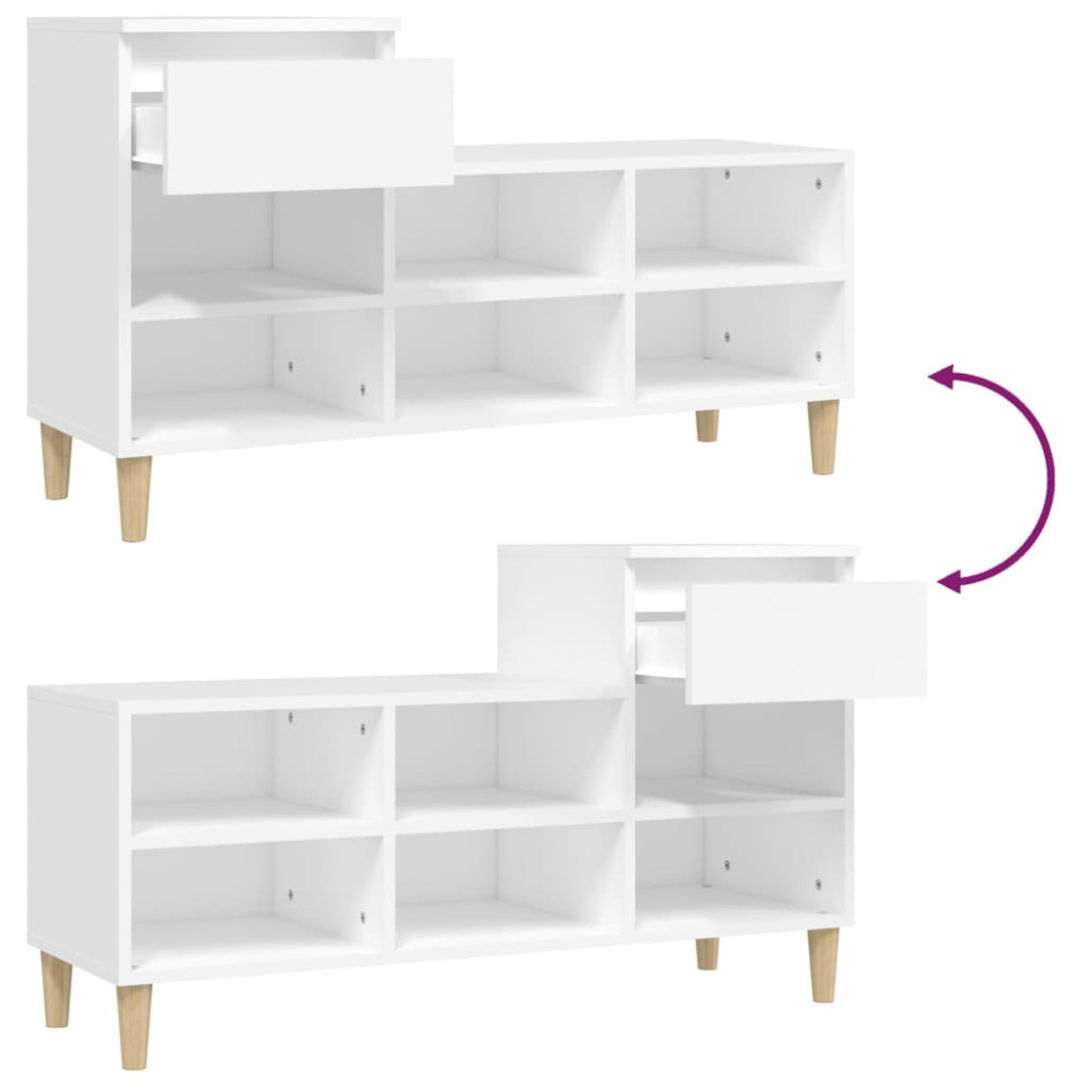 Produktbild för Skoskåp vit 102x36x60 cm konstruerat trä