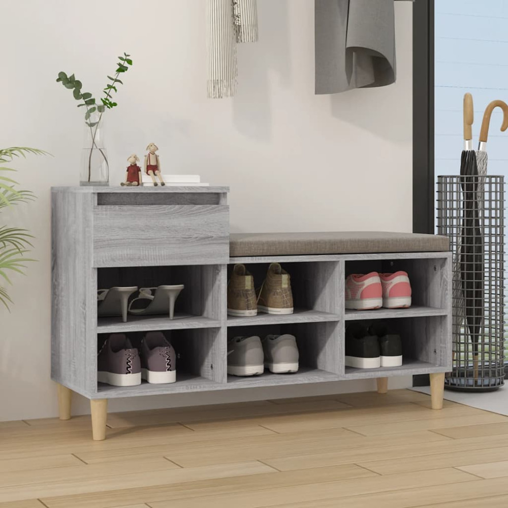Produktbild för Skoskåp grå sonoma 102x36x60 cm konstruerat trä