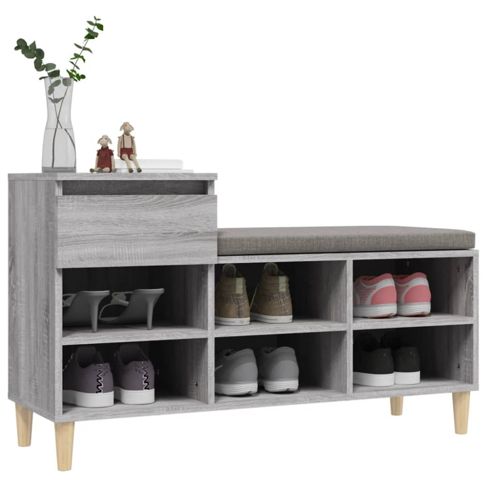 Produktbild för Skoskåp grå sonoma 102x36x60 cm konstruerat trä