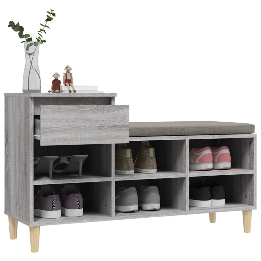 Produktbild för Skoskåp grå sonoma 102x36x60 cm konstruerat trä