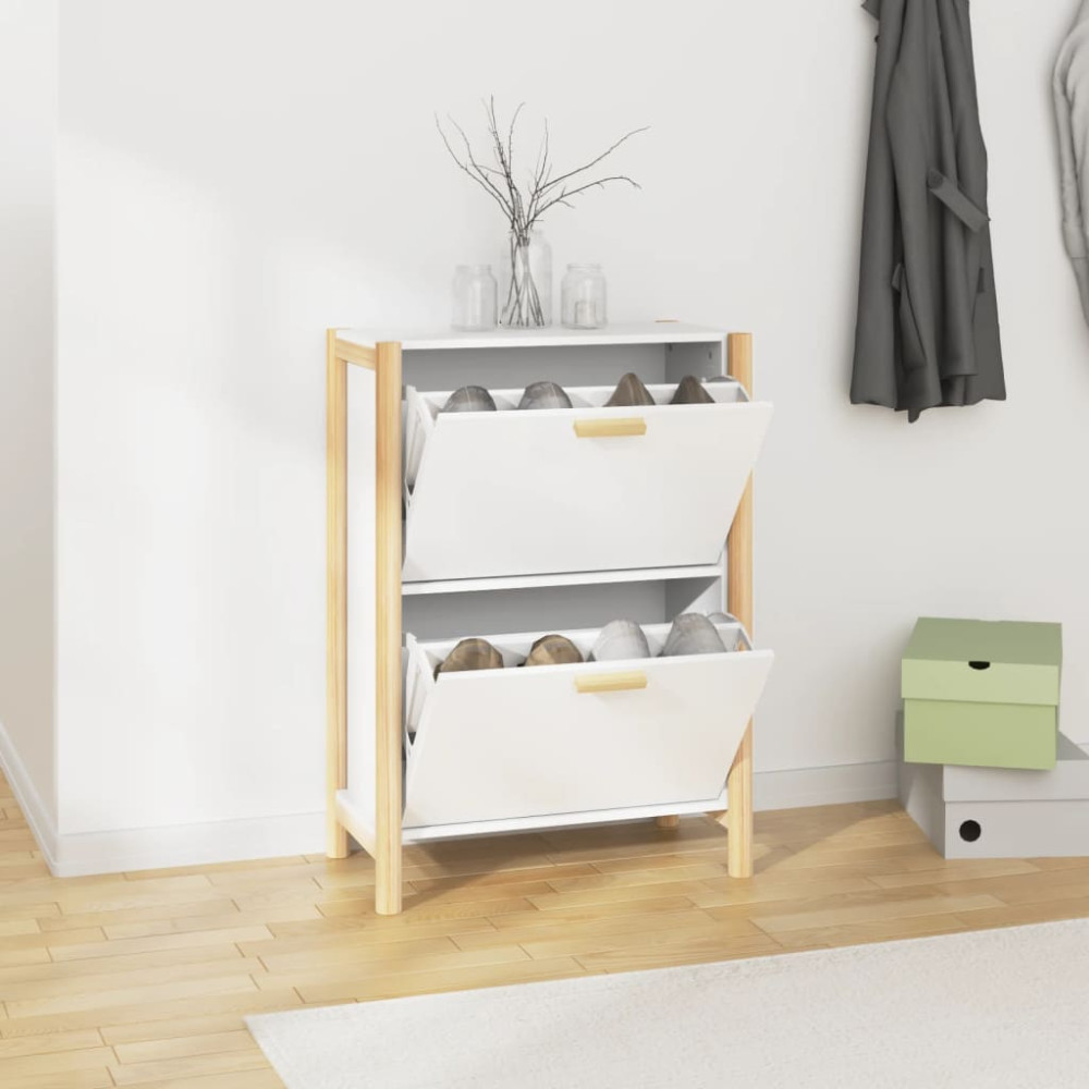 Produktbild för Skoskåp vit 57,5x33x80 cm konstruerat trä