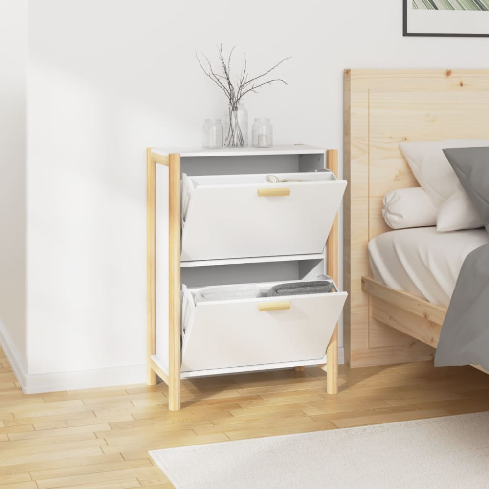 Produktbild för Skoskåp vit 57,5x33x80 cm konstruerat trä