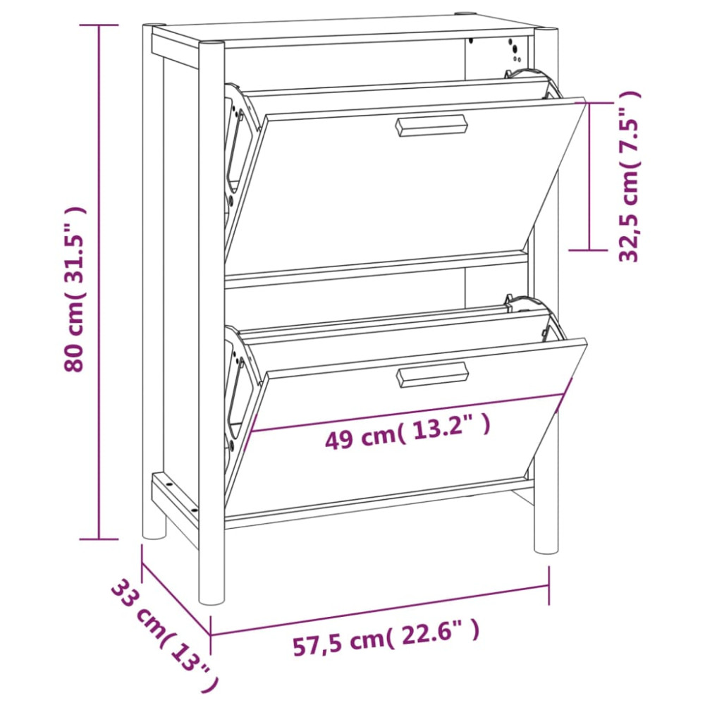Produktbild för Skoskåp vit 57,5x33x80 cm konstruerat trä