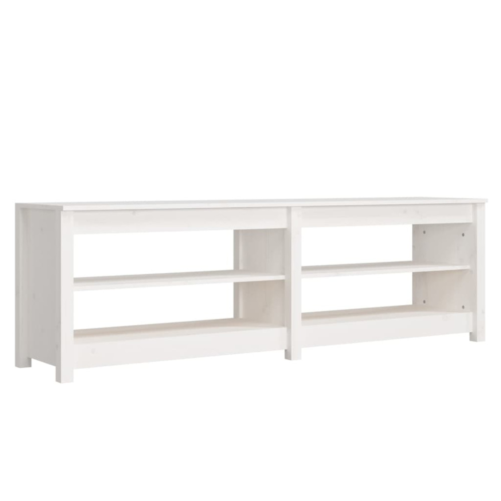 Produktbild för Skobänk vit 160x36,5x50 cm massiv furu