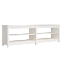 Produktbild för Skobänk vit 160x36,5x50 cm massiv furu