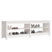 Produktbild för Skobänk vit 160x36,5x50 cm massiv furu