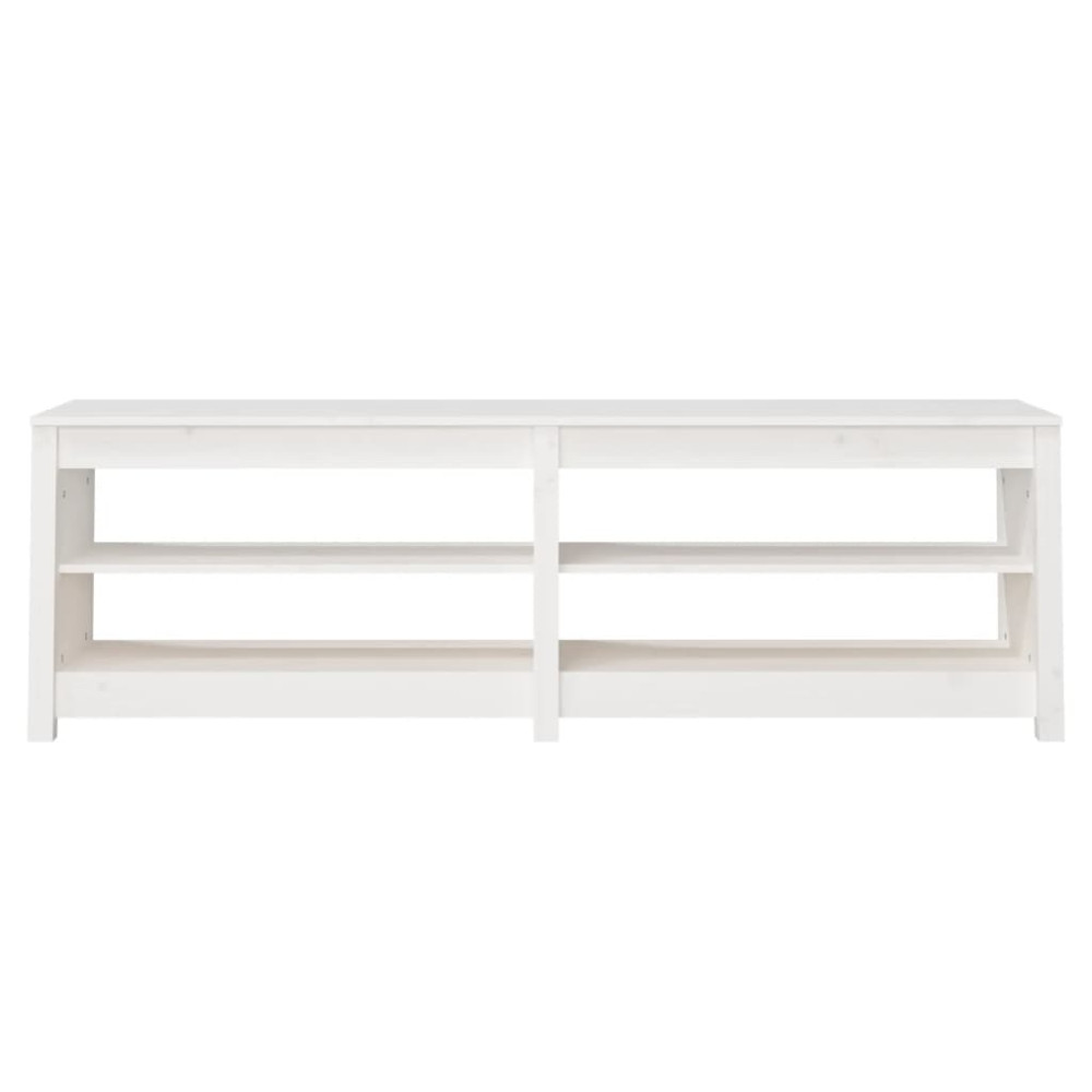 Produktbild för Skobänk vit 160x36,5x50 cm massiv furu