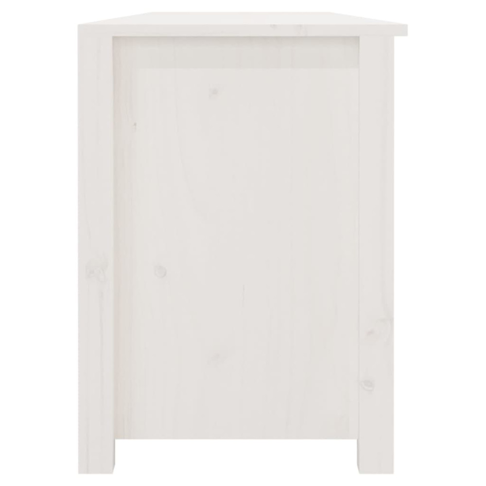 Produktbild för Skobänk vit 160x36,5x50 cm massiv furu