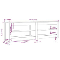 Produktbild för Skobänk vit 160x36,5x50 cm massiv furu