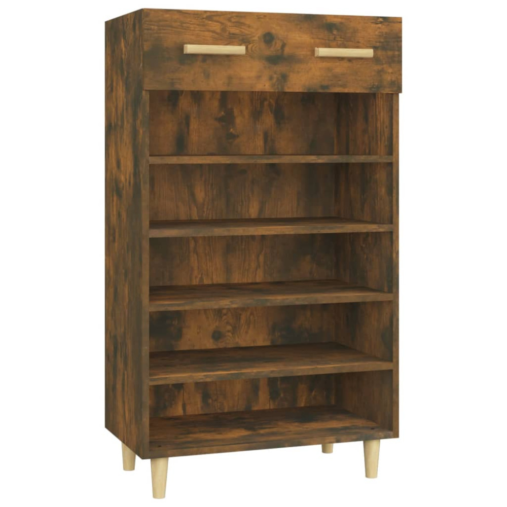 Produktbild för Skoställ rökfärgad ek 60x35x105 cm konstruerat trä