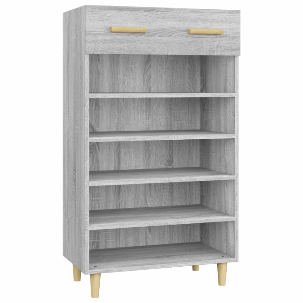 Produktbild för Skoställ grå sonoma 60x35x105 cm konstruerat trä