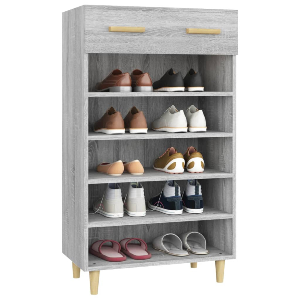 Produktbild för Skoställ grå sonoma 60x35x105 cm konstruerat trä