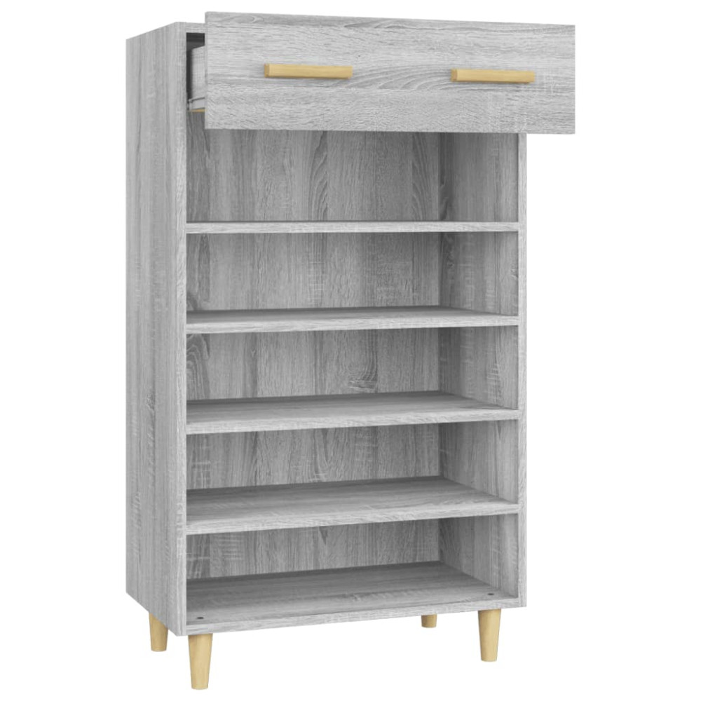 Produktbild för Skoställ grå sonoma 60x35x105 cm konstruerat trä