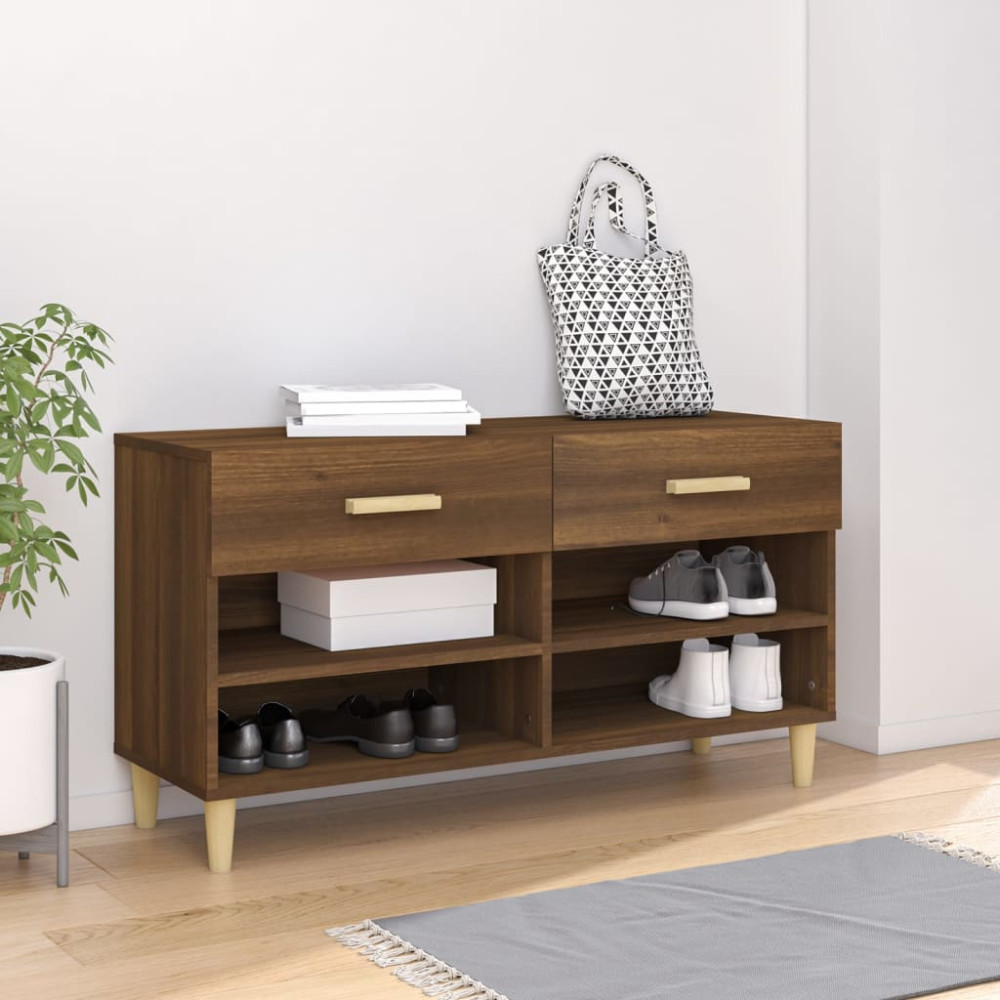Produktbild för Skoställ brun ek 102x35x55 cm konstruerat trä