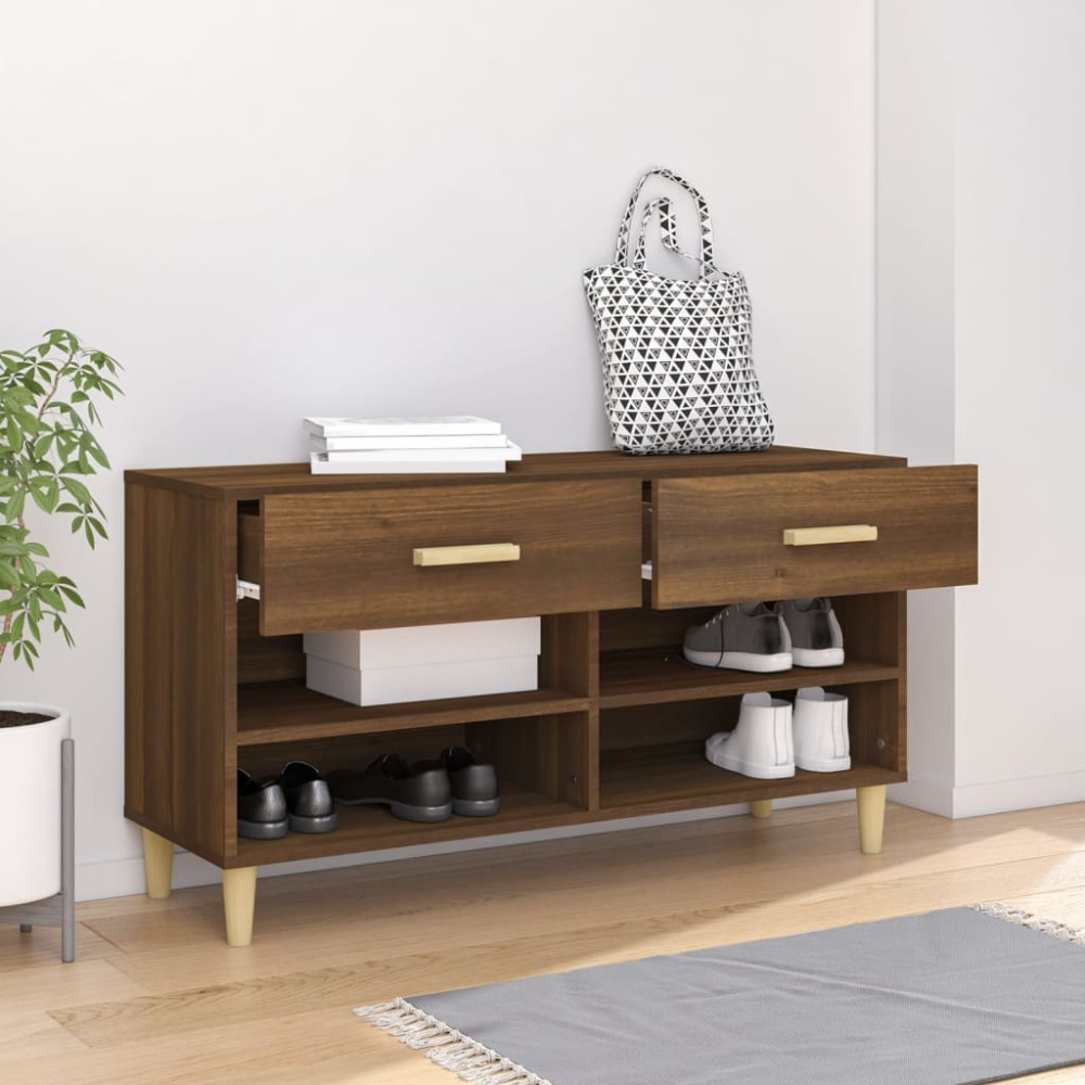 Produktbild för Skoställ brun ek 102x35x55 cm konstruerat trä