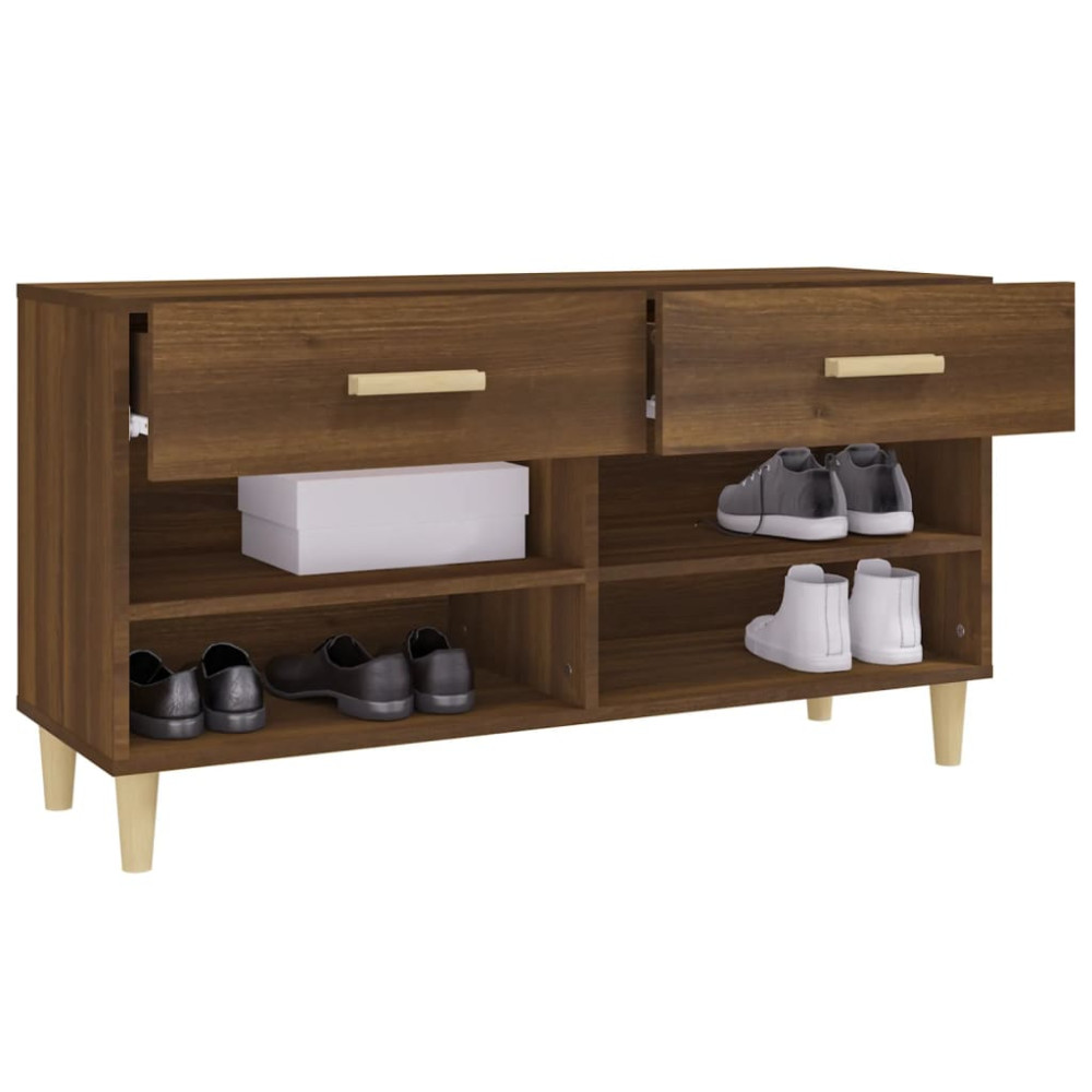 Produktbild för Skoställ brun ek 102x35x55 cm konstruerat trä