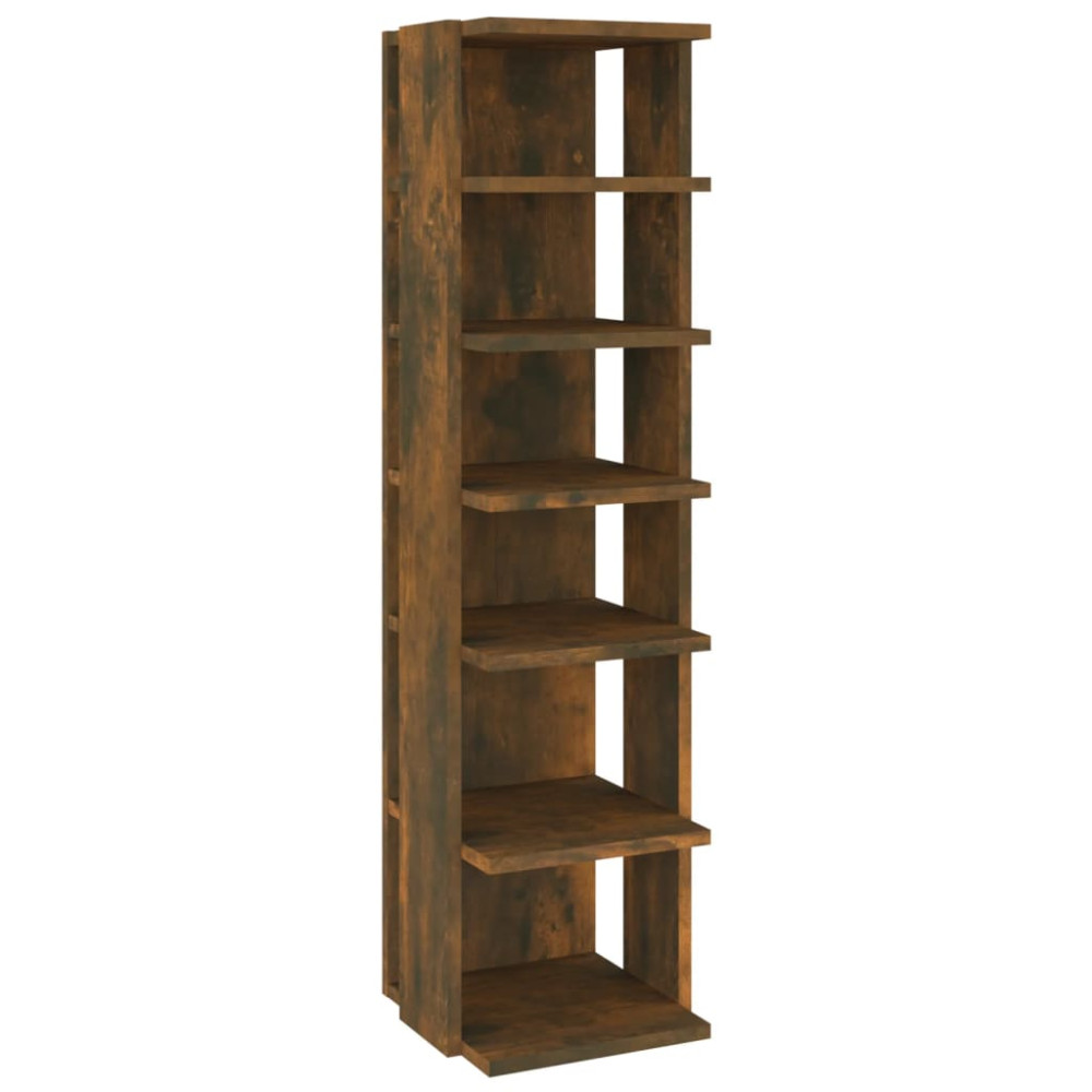 Produktbild för Skoställ 2 st rökfärgad ek 27,5x27x102 cm konstruerat trä