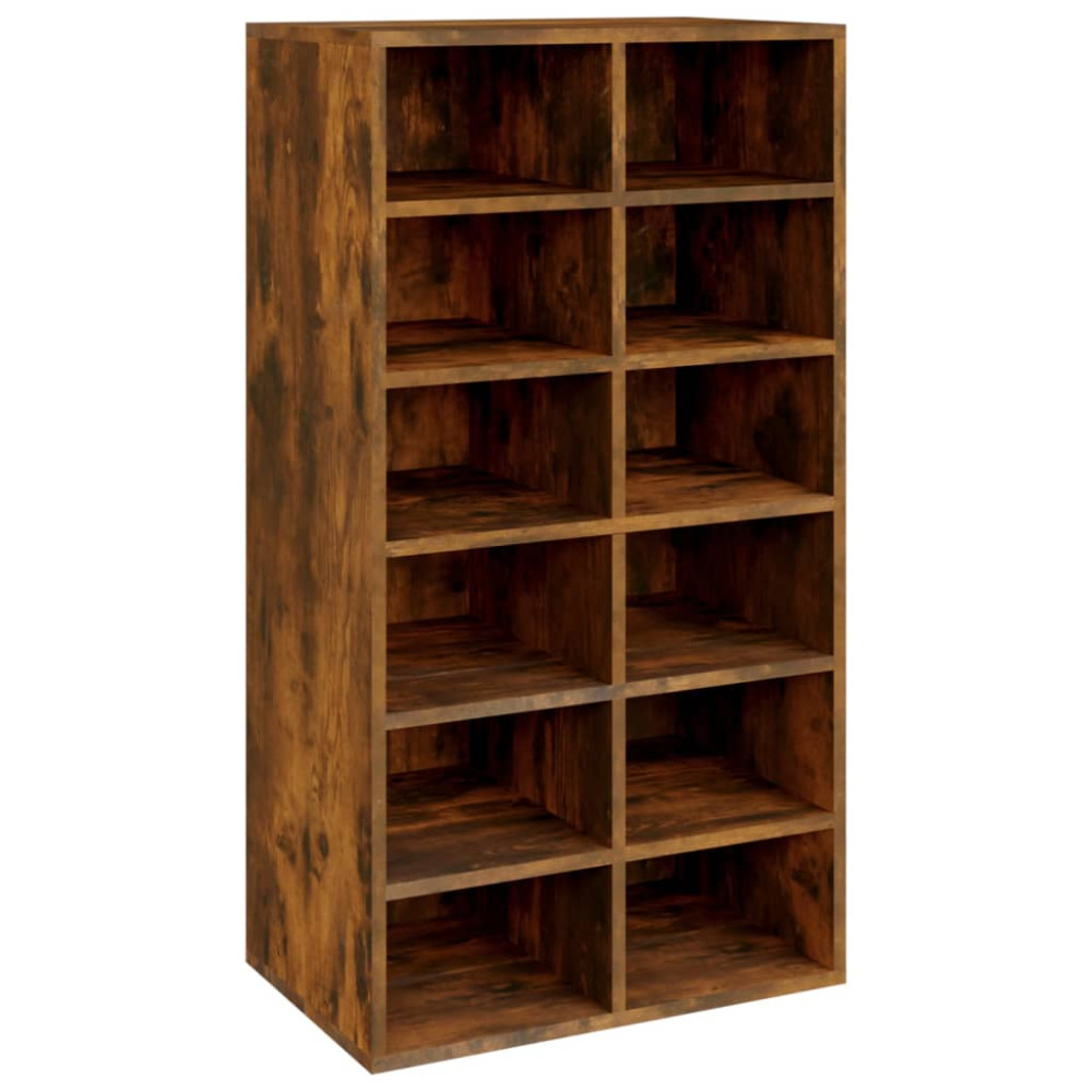 Produktbild för Skohylla rökfärgad ek 54x34x100,5 cm konstruerat trä