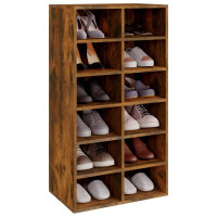 Produktbild för Skohylla rökfärgad ek 54x34x100,5 cm konstruerat trä