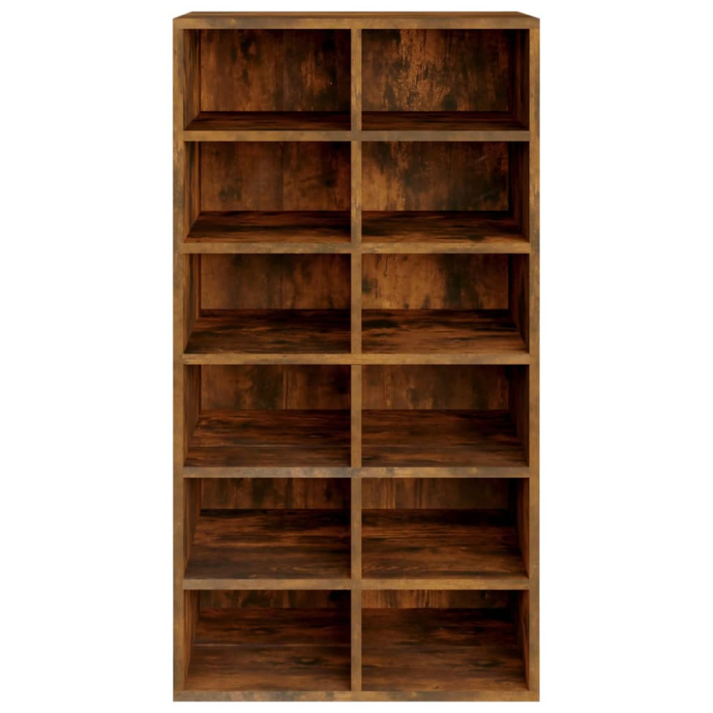 Produktbild för Skohylla rökfärgad ek 54x34x100,5 cm konstruerat trä