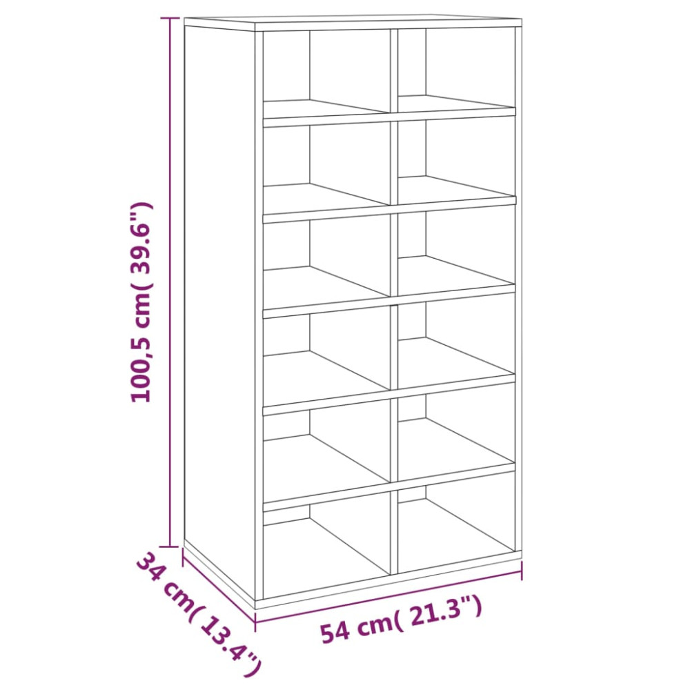 Produktbild för Skohylla rökfärgad ek 54x34x100,5 cm konstruerat trä