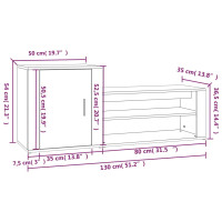 Produktbild för Skoskåp vit 130x35x54 cm konstruerat trä