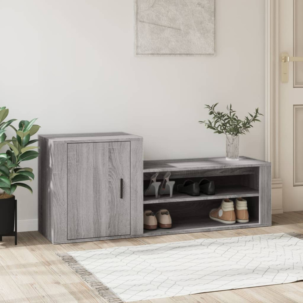 Produktbild för Skoskåp grå sonoma 130x35x54 cm konstruerat trä