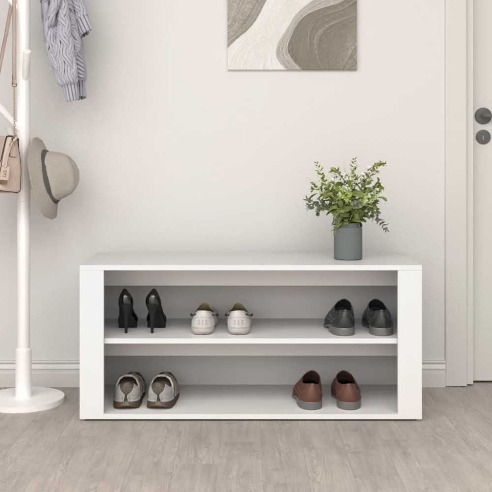 Produktbild för Skohylla vit 100x35x45 cm konstruerat trä