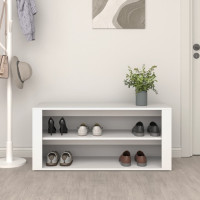 Produktbild för Skohylla vit 100x35x45 cm konstruerat trä
